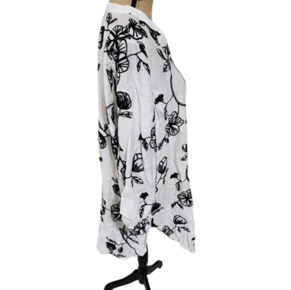 Anthropologie x Kindred embroidered black white blouse Tunic plus size 3X new - Picture 3 of 8